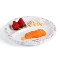 Restaurant Santé Mélamine Division Diète Plateau Trois Portions Diviseur 3 Compartiment Divisé Plats Assiette Enfants Fait Bambou