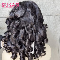 Peluca de Cabello Humano Vietnamita Virgen SDD, Rizos Voluminosos, Densidad 250%, Sin Pegamento, Lista para Usar, Encaje Frontal HD 13x6, Precortada y Predecolorida