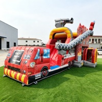 Château gonflable commercial pour enfants, combinaison toboggan et château de saut, thème camion de pompiers, pour événements extérieurs et location commerciale