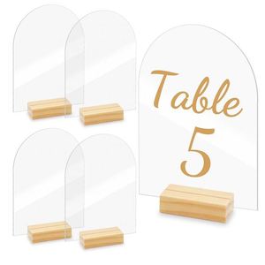 Holder Arched Acrylic <b>Sheets</b> With Wood Stand Diy <b>Clear</b> Arch Sign Blank for Wedding Party Reception - Product Image 1