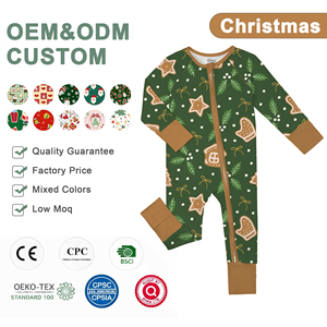Pyjamas de Noël en bambou WEIWEI pour bébés, vente en gros personnalisée, boîte mystère RTS, pyjamas bio en bambou pour enfants, imprimé dessin animé, 2 pièces - Product Image 1