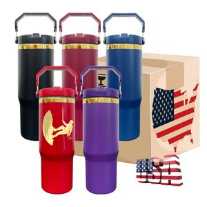 Venta al por mayor: Vaso térmico de viaje de 30 oz con tapa abatible y revestimiento de polvo dorado espejado en la parte inferior, para grabado láser - Product Image 3