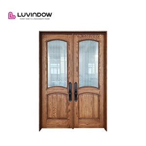 Puertas de entrada arqueadas modernas, puertas de seguridad de madera resistente a los hurones, venta directa de fábrica - Product Image 1