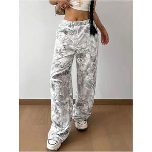 Pantalones de Camuflaje Personalizados para Chicas, Cintura Alta, Estilo Baggy, Pierna Ancha, Estilo Y2K, con Bolsillos, Transpirables, Ropa Casual Urbana - Product Image 5