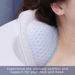 Almohada de Baño de TPE Blanca, Almohada de Baño de Malla 3D con Ventosas para Bañera, Almohada de Gel para Baño - Product Image 5