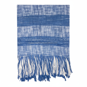 Manta de sofá de algodón Handloom con diseño tejido y borde de borla decorativa manta suave India exportación al por mayor - Product Image 1