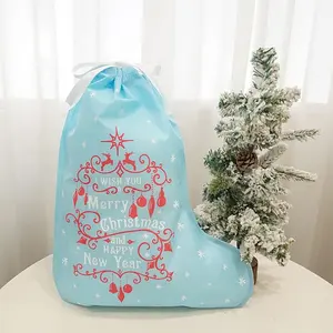 Huadefeng Christmas Stocking Gift Drawstring Bag Cheap Non Woven Promotional Party Supplies Pack Bags