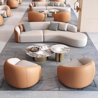 Ensemble de canapés d'extérieur incurvés en tissu, sectionnel moderne avec fauteuils pour réception, idéal pour bureau, hall d'hôtel, villa, parc