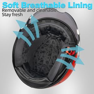 Caschi Moto 3/4 Retrò Open Face <span class=keywords><strong>per</strong></span> <span class=keywords><strong>Vespa</strong></span> e Scooter con Visiera Trasparente <span class=keywords><strong>per</strong></span> Uomini e Donne - Approvati DOT - Product Image 4