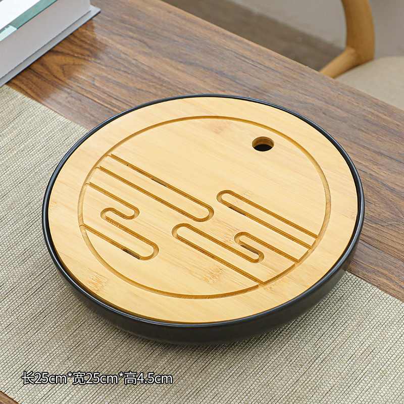 Auspicious Cloud Round Plate [Black] 25*25CM
