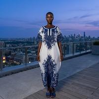 Nouvelle Robe Chic d'Été Grande Taille pour Femme, Kaftan Africain Boubou Maxi Bazin Ankara Imprimé Floral Ethnique pour les Vacances