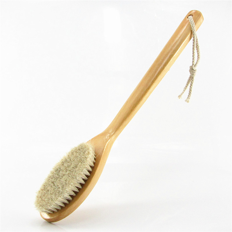 Factory Direct Sales Long Handle Oval Bath Brush with Horsehair Whole Handle Bath Cleaning Brush Toilet Supplies Wholesale
