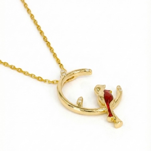 [ExpoJoyería Internacional de Hong Kong] Collar con Colgante de Pareja Romántica Dorada e Inseparable con Circonita Cúbica y Esmalte - Product Image 2