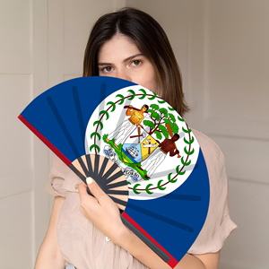 Abanicos Plegables de Bambú con la Bandera de Belice al por Mayor, Abanico de Mano para Carnaval, Bodas, Festivales, Fiestas, Agencias de Viajes - Product Image 3