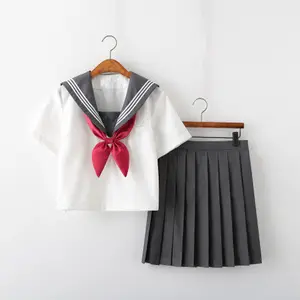 สาว100% โพลีเอสเตอร์ที่กำหนดเองโรงเรียน Uniform ที่สวยงาม Sailor Collar ชุดชุดเด็กนักเรียนชุดสำหรับโรงเรียน