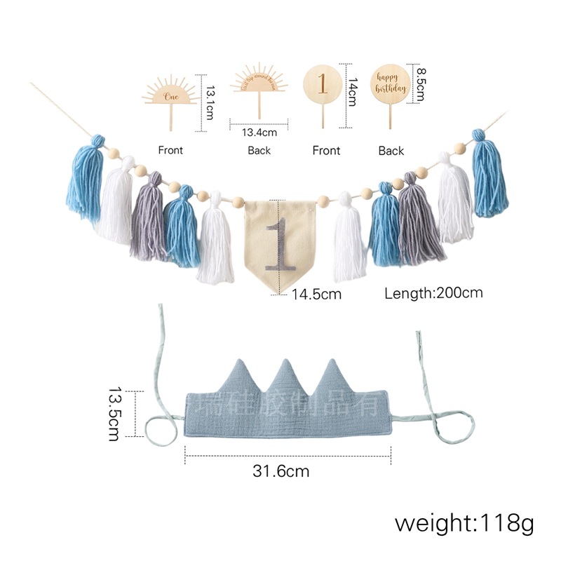 Costume de bannière chapeau d'anniversaire bébé bleu