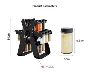 Portaspezie Girevole Multifunzionale MIXWARES con Bottiglie in Vetro per Condimenti, Contenitore Sostenibile per Cucina, Capacità 18 Bottiglie - Product Image 5