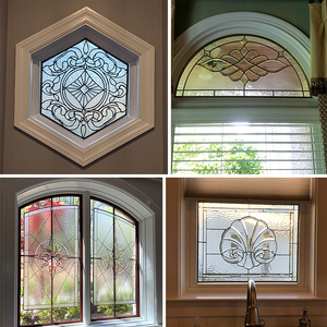 Lớp bảo vệ đôi kính hình bầu dục cửa sổ kính màu mặt trời và mặt trăng mô hình cửa sổ kính màu với kính cường lực - Product Image 4