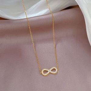 Collar de Acero Inoxidable con Colgante de Número 8 e Inicial, Cadena de Clavícula con Diamantes Brillantes - Product Image 5