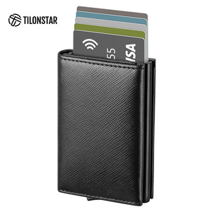 TILONSTAR TVC203 Wholesale Popular Classic Black Trifold <b>Wallet</b> Smart RIFD Aluminum Pop up Credit <b>Card</b> <b>Holder</b> <b>for</b> Men - Product Image 5