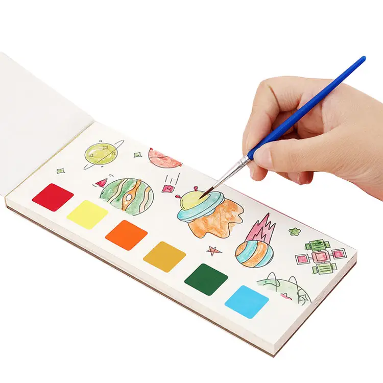 Paleta de cores personalizada, livro mágico de pintura para crianças com escova