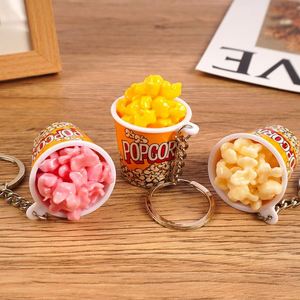 Funny Creative Plastic Food Play Cup <b>Key</b> <b>Chain</b> Simulation Popcorn Cup Keychain for Women Men Trinkets Gift - Product Image 1