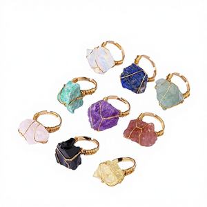 Bague en <span class=keywords><strong>pierre</strong></span> brute <span class=keywords><strong>de</strong></span> cristal naturel, vente en gros d'usine, bijoux <span class=keywords><strong>de</strong></span> mode pour femme, collection, guérison Reiki, cadeau quotidien - Product Image 1