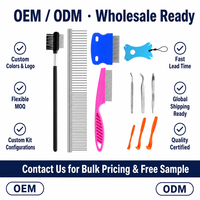 Kit de soins pour animaux de compagnie en acier inoxydable 11 en 1, brosses de toilettage, peignes, pinces à tiques, loupe pour chiens et chats