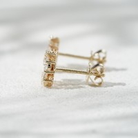 Boucles d'oreilles en forme de fleur en or massif 10 carats, diamants de laboratoire cultivés en vrac de forme poire DEF VS, 2,3*3,5 mm, 3,5*5,5 mm