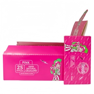 Zeus Rose Red Transparent Square Classic <b>Rolling</b> Papers 1 1/4 Natural Plant Fiber Dye-Free Slow Burning 50 Leaves Per Booklet - Product Image 5