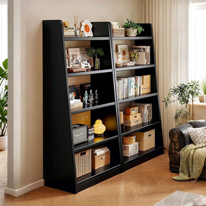 Floor-standing <b>storage</b> rack, trapezoidal display <b>cabinet</b>, black minimalist style, household <b>cabinet</b>, simple multi-level <b>storage</b> - Product Image 4