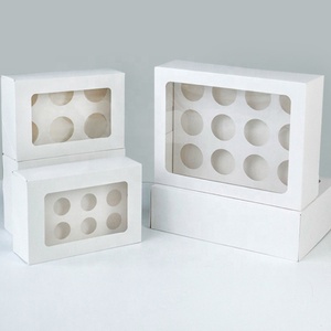 Tùy chỉnh các tông lấy đi thực phẩm hộp giấy với cửa sổ rõ ràng cupcake bánh gấp hộp cho bao bì - Product Image 2