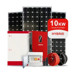 Inverter hibrida sistem surya 10KW pv, baterai penyimpanan energi surya 10kW untuk rumah 10KW sistem surya