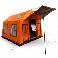 Villa gonflable robuste de 15 m² (3x5m) avec 2 chambres et 1 salon, 80 kg, orange, abri d'urgence pour les catastrophes, tente médicale