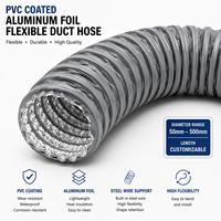 Tuyau flexible industriel en aluminium recouvert de PVC sur mesure, de 50 mm à 500 mm, pour hotte de cuisine et cuisinière à gaz