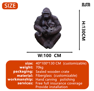 Escultura <span class=keywords><strong>de</strong></span> fibra <span class=keywords><strong>de</strong></span> vidrio <span class=keywords><strong>de</strong></span> orangután grande simulada mono King Kong Navidad Parque Ecológico bosque paisaje decoración Animal - Product Image 4