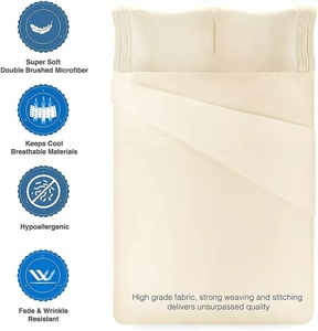 Série 2000 – Parure de draps-housses de luxe en microfibre 4 pièces, taille double, style uni, en polyester, pour lits domestiques ou hôteliers - Product Image 2
