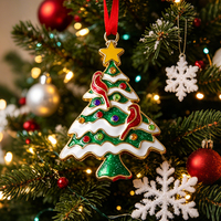 Ornement de Noël en alliage de zinc en forme d'oiseau cardinal, décoration suspendue de Noël en émail et strass, vente en gros personnalisée