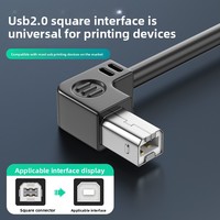 Kabel Data Printer USB 2.0 Tembaga Berlapis Timah Port Persegi Universal Kiri Kanan 90 Derajat Port Persegi USB-A Male USB-B Male
