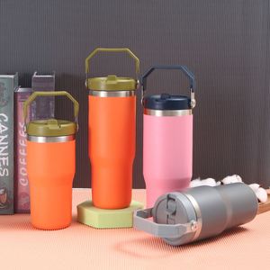 Gobelet de voyage avec poignée pour voiture, 20oz 30oz, à double paroi sous vide, avec couvercle et paille, antidérapant, pour les trajets routiers - Product Image 3