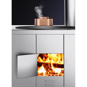 เตาไม้สแตนเลสอเนกประสงค์พร้อมถังน้ำทองแดงและกระทะสำหรับใช้ภายในและภายนอกอาคาร - Product Image 2