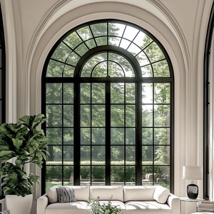 Porte en verre <span class=keywords><strong>à</strong></span> arc extérieur Cadre en aluminium mince Porte française Porte <span class=keywords><strong>à</strong></span> charnière en aluminium noir pour l'extérieur - Product Image 3