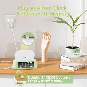 Đồng hồ cạnh giường ngủ với đèn bánh mì nướng <span class=keywords><strong>5</strong></span> âm báo thức bánh mì nướng Đêm ánh sáng đồng hồ báo thức Pin hoạt động đồng hồ báo thức cho trẻ em - Product Image 6