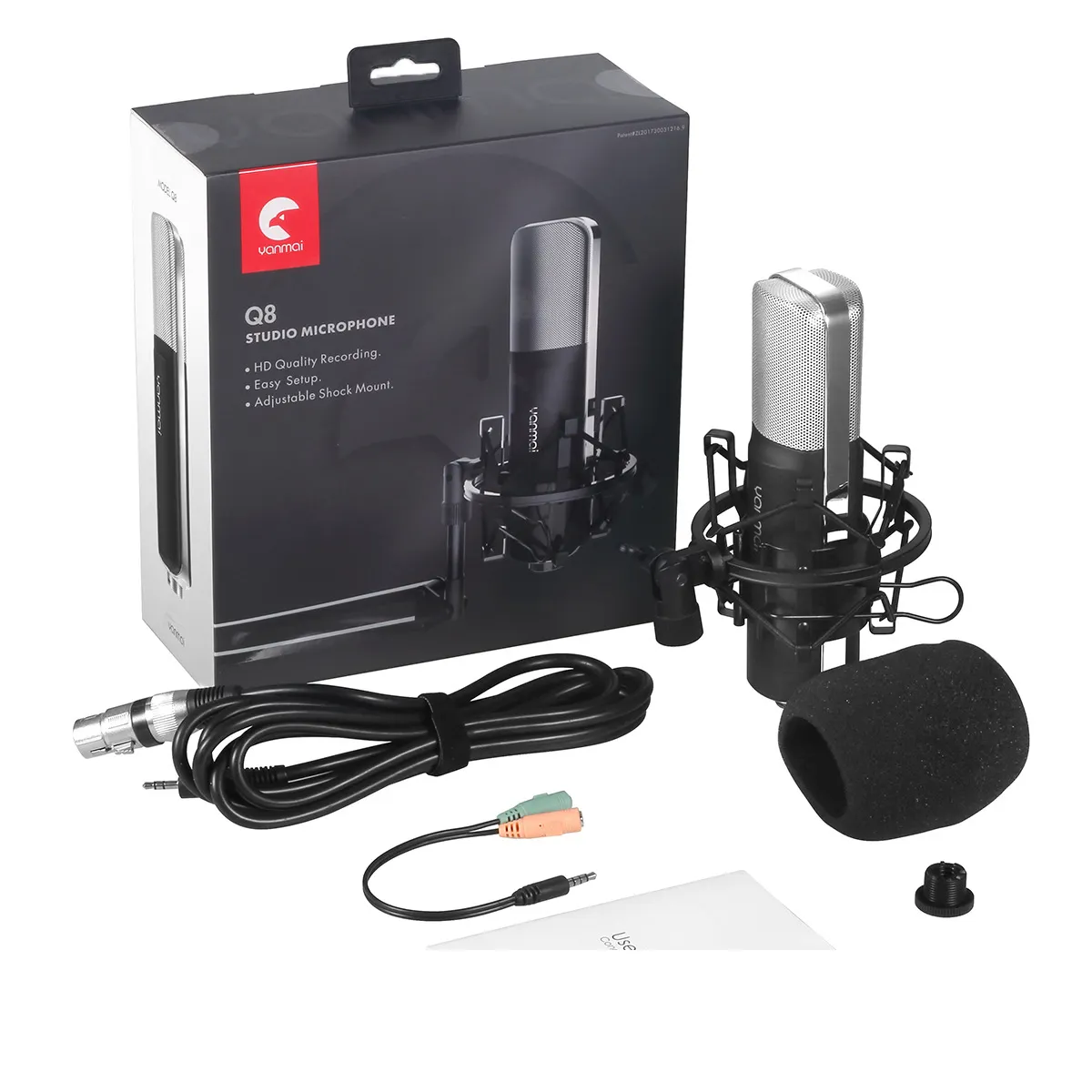 Q8 anchor shouting microphone/ capacitor recording microphone /sound card K song dedicated microphone