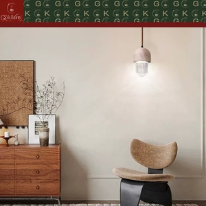 GOLDKING Plafonnier d'angle <span class=keywords><strong>beige</strong></span> en <span class=keywords><strong>travertin</strong></span> pour chambre et salon, avec verre côtelé transparent et cordon marron <span class=keywords><strong>clair</strong></span>, OEM ODM, directement de l'usine - Product Image 5