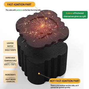 Pezzi di carbone di legno di frutta bruciatura pulita e partenza rapida per grigliare senza fumo bricchette di carbone di legno duro di alta qualità - Product Image 3