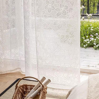 Cortina de Voile de Lujo con Encaje Floral Calado, Directo de Fábrica, Transparente, Suave y Ligera, para Ventana de Dormitorio