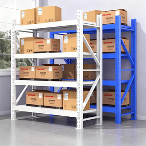 رف تخزين للمرآب، رف تخزين فولاذي للمستودعات، أرفف فولاذية قابلة للتكديس، رفوف خفيفة الوزن قابلة للتعديل بدون براغي - Product Image 1