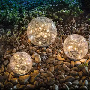 Solar Crack Glass Ball Lights Courtyard Buried Waterproof Garden Decoration Insert Floor Solar Ice Street Light Lamp