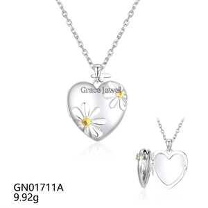 Grace Jewel-Collier <span class=keywords><strong>avec</strong></span> boîte <span class=keywords><strong>photo</strong></span> en argent sterling 925 personnalisé, médaillon ouvrable en plaqué rhodium, chaîne <span class=keywords><strong>gravée</strong></span> vierge en zircon vintage - Product Image 3